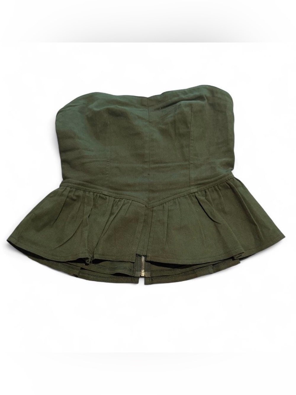 Listicle Olive Strapless Peplum Top